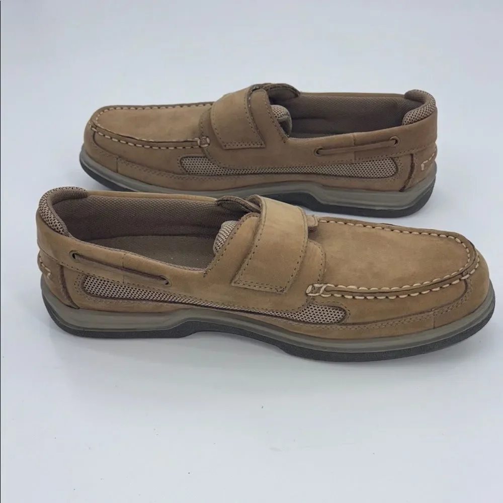 Men's Reel Legends Admiral Neutral Brown Leather Boat Shoe Loafers Size 10 1/2